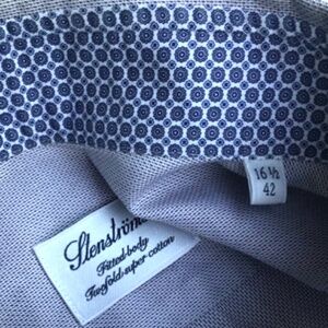 Stenstroms fitted body light grey  textured 2 fold cotton dress shirt Sz 16.5/42